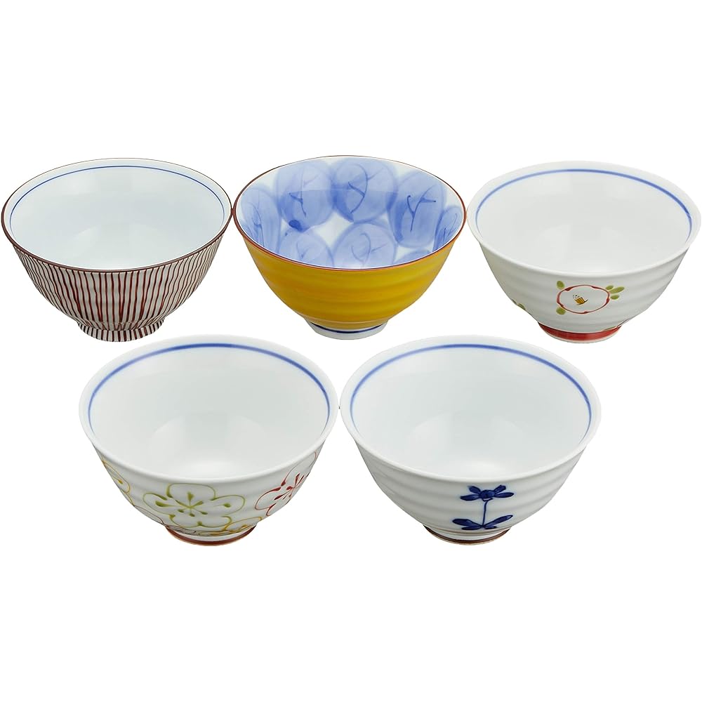 Rice bowl, white, 11cm, Hasami ware, Fukumine kiln, picture change (small), 5-piece set 52549