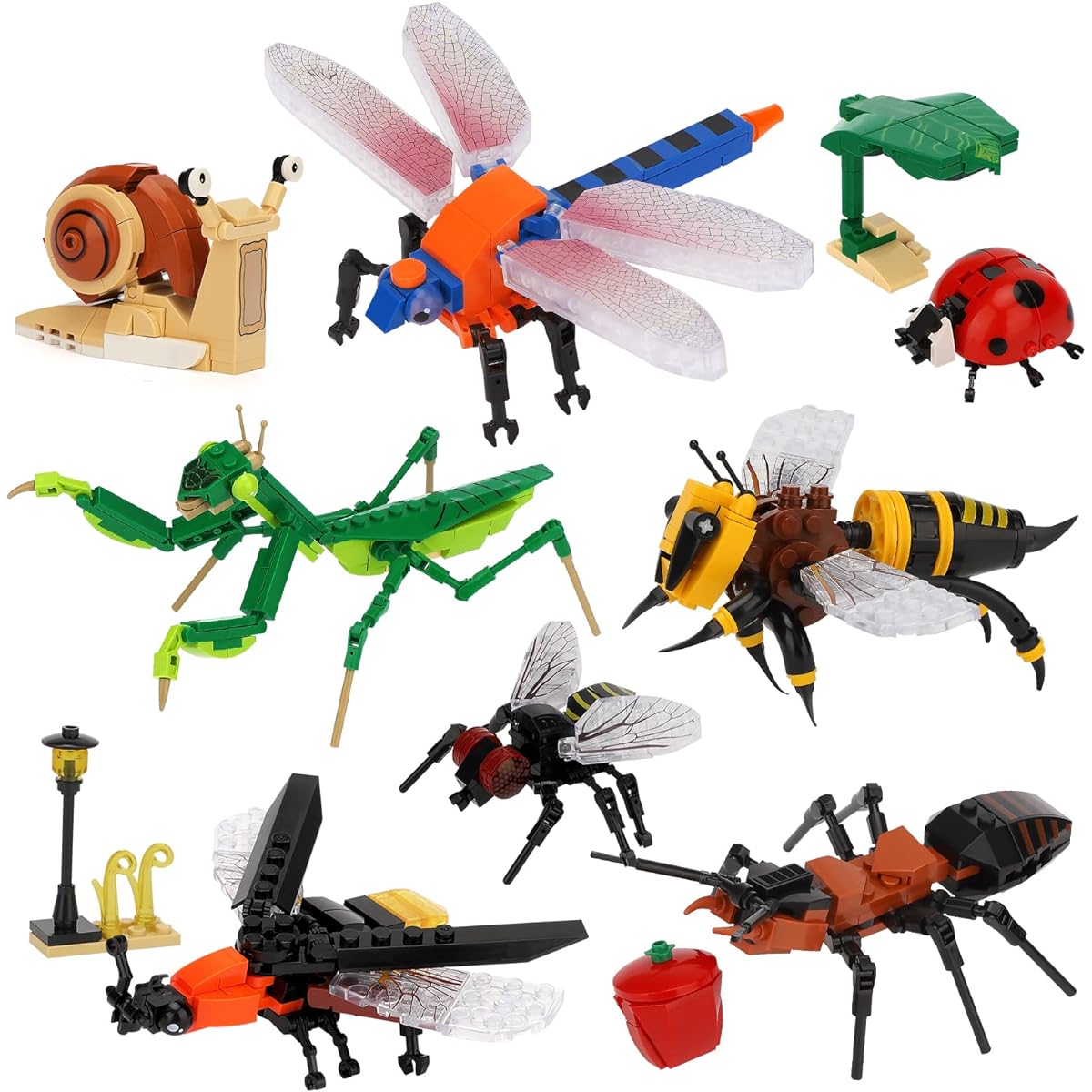 OQMI Animal Building Blocks Set, 8 Different Insect Toy Pictures, Great for Kids Easter Party Gifts, Carnival Prizes, Birthday Gifts (750 Pieces)