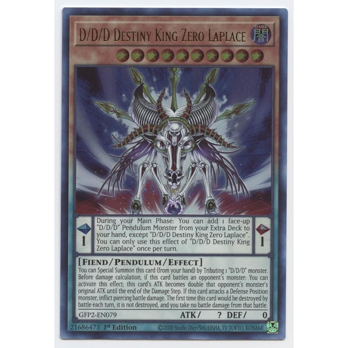 D/D/D Destiny King Zero Laplace - GFP2-EN079 - Ultra Rare - First Edition