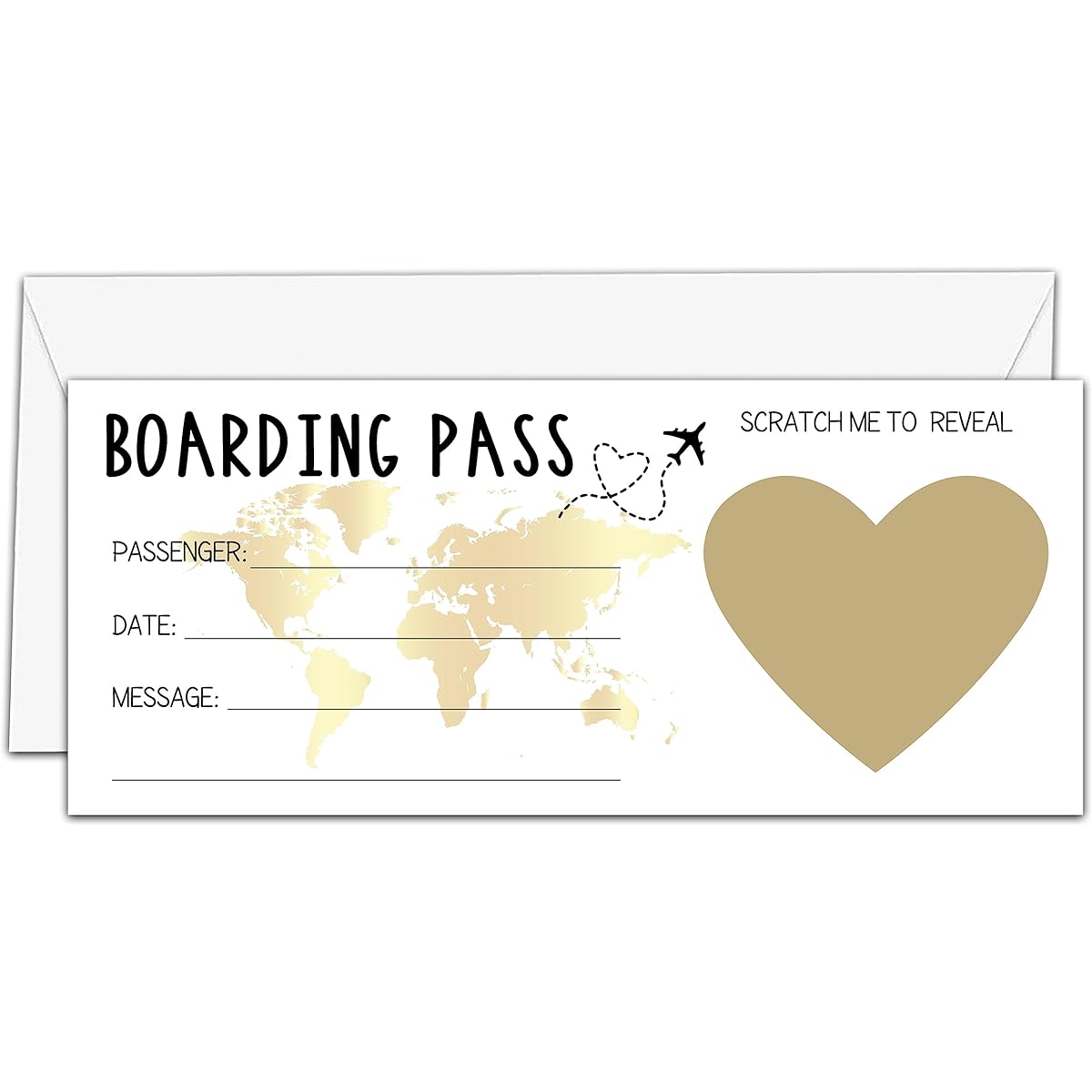 AWSICE 2 Sets Scratch Surprise Boarding Passes Make Your Own DIY Travel Tickets Surprise Reveal Cards for Holiday Christmas Wedding Birthday Anniversary Party Supplies (3.5"x8" Gold) -A002