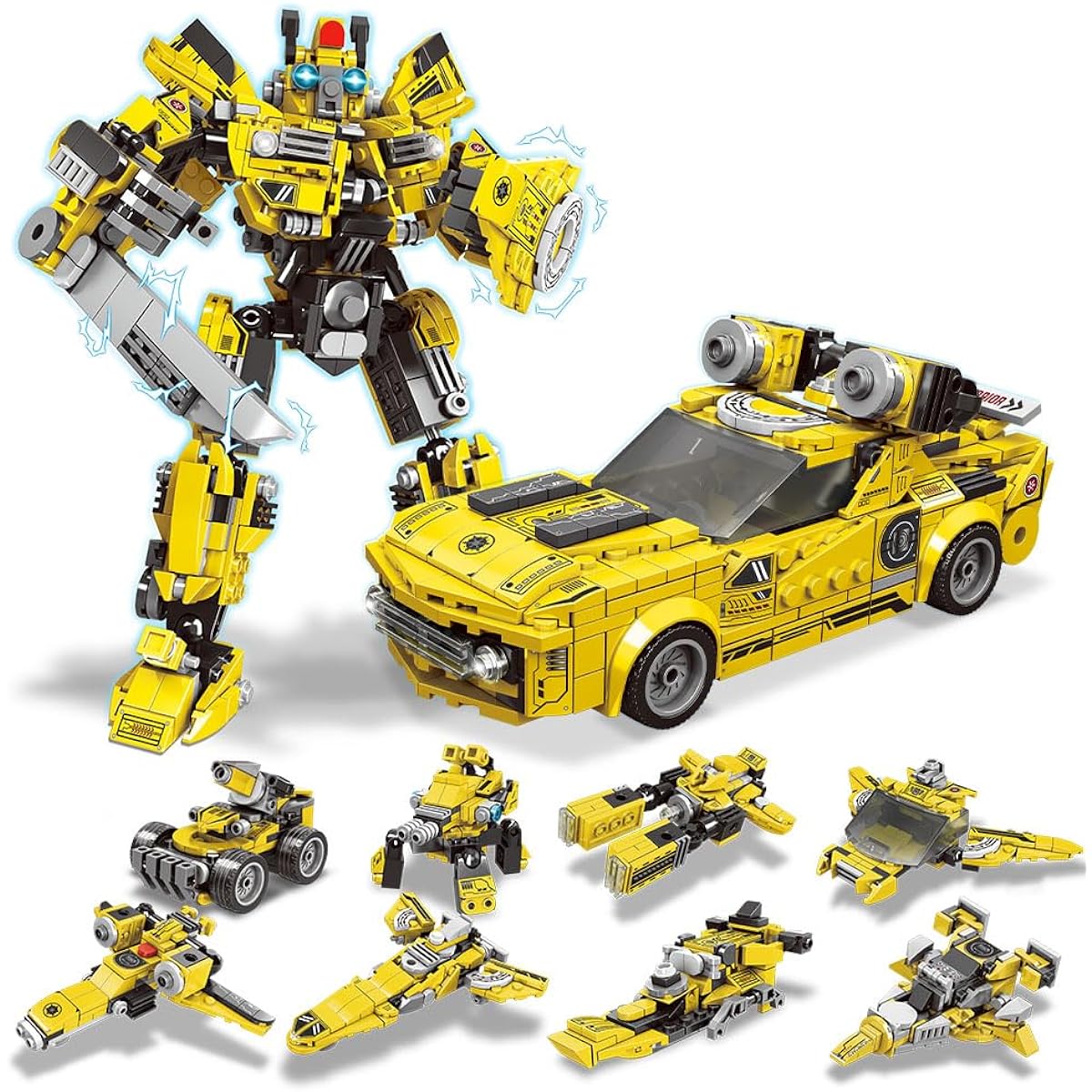 Mesiondy Robot Building Toy Set with 2 Transforming Robot Building Kits, Tank and Construction Truck Blocks Toys for Boys Ages 6 7 8 9 11+