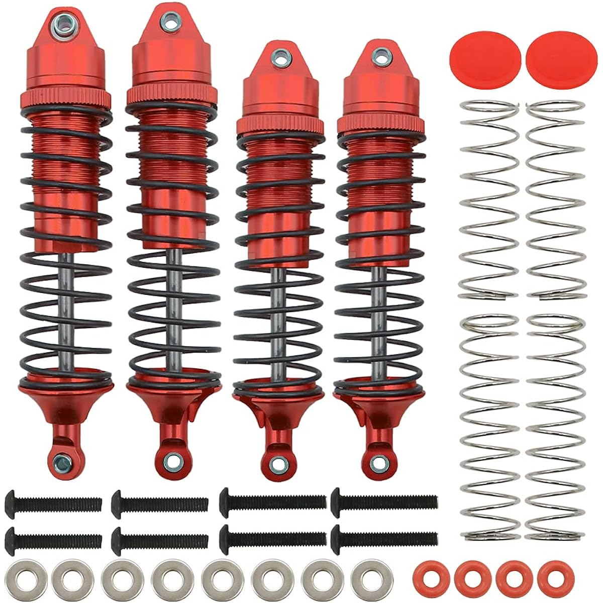 Rcawd 4pcs Front Rear Full Alloy Shocks Arrma 3s Blx Upgrade Parts Shock Absorber Damper Arrma New Old Big Rock Arrma Typhon Arrma Vorteks Arrma Senton Arrma Granite Red Parts