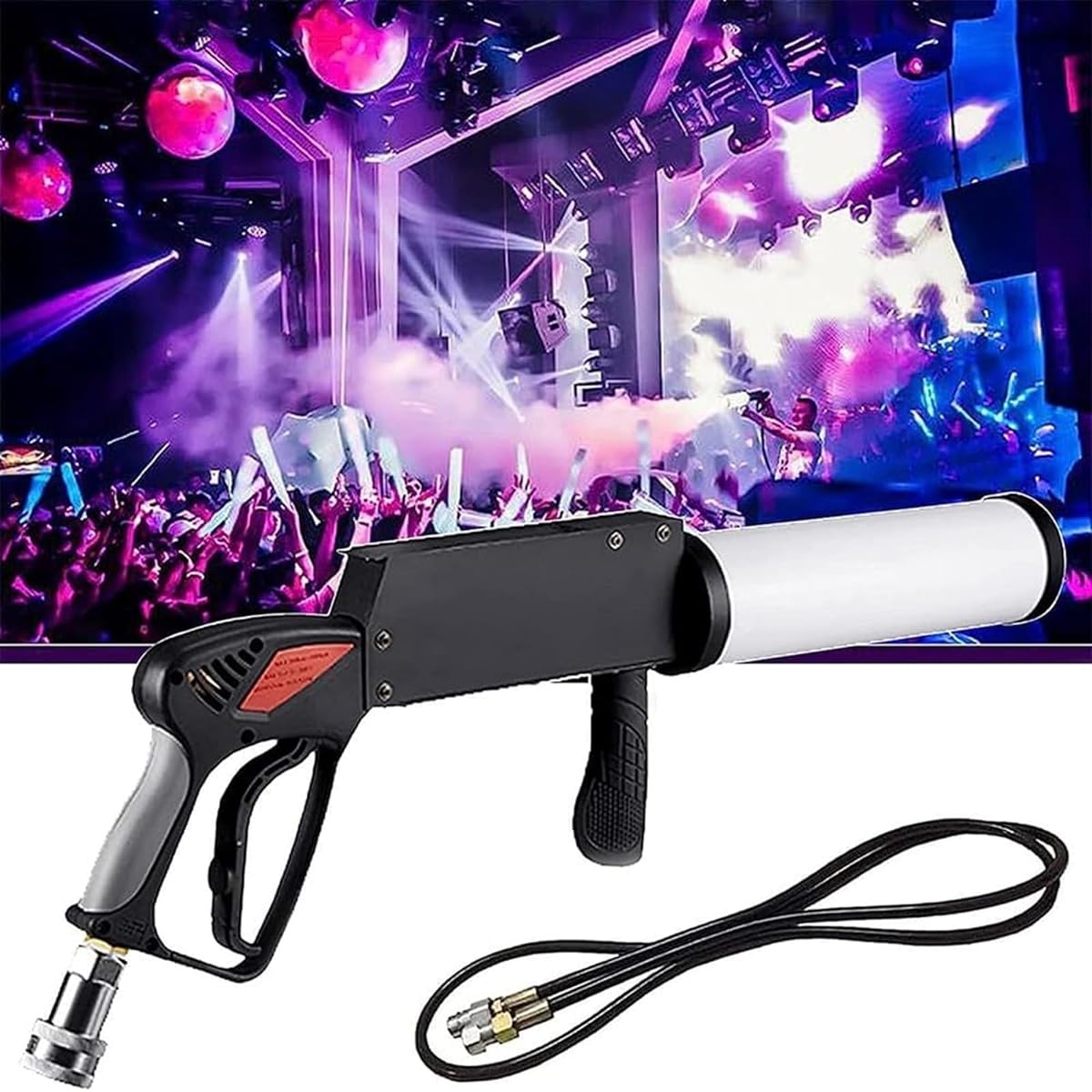 Cannon Fog Machine, Handheld Fog Gun LED, DJ Effect Smoke Machine, Mixed Spray Cannon for Party Nightclub CO2 Gas Column Gun 8-10M