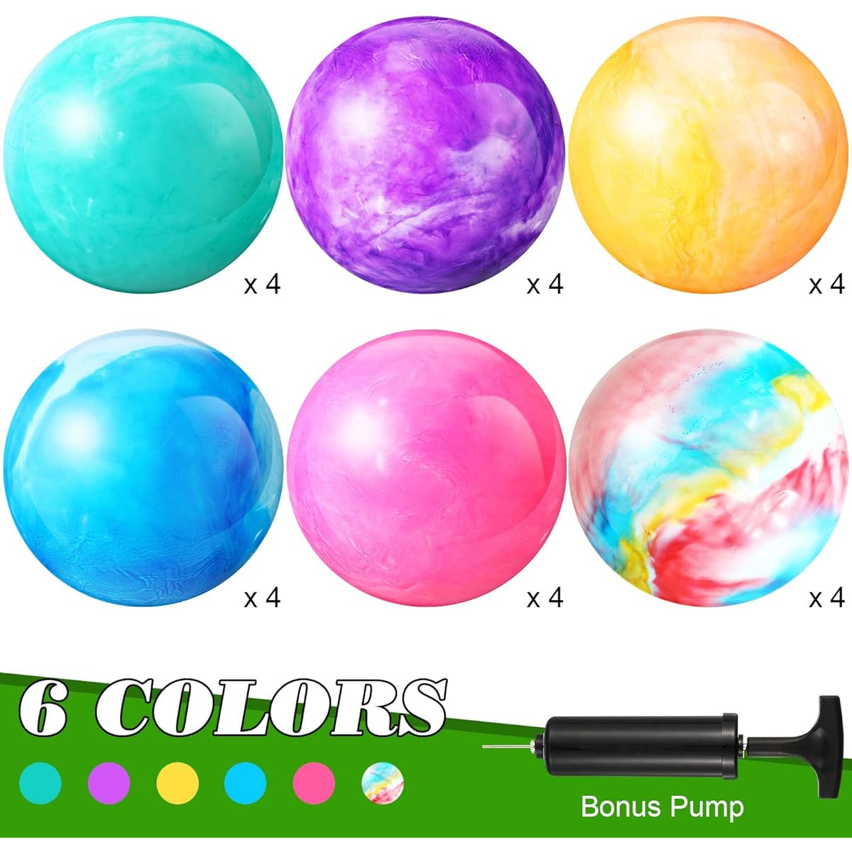 24 Pcs 9 Inch Bouncing Balls for Kids Marble Bouncy Ball Cloud Kick Ball Sensory Inflatable Ball Fun Handball Indoor Outdoor Play Ball Kids Adults Pet Playground Beach School