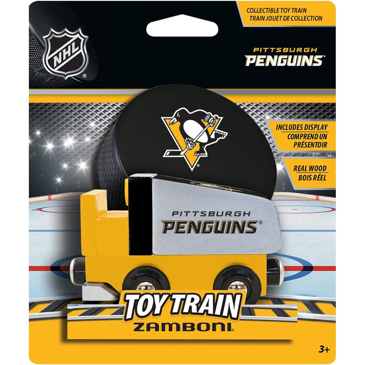 MasterPieces NHL Pittsburgh Penguins Zamboni Wooden Train Jigsaw Puzzle Assortment for Ages 3+ 12" x 35"