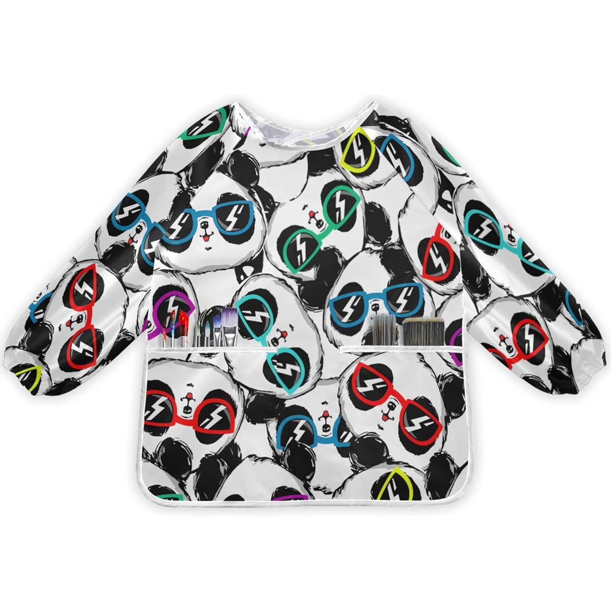 MNSRUU Kids Art Smock Waterproof Long Sleeve Artist Painting Apron with 2 Pockets Cartoon Pattern