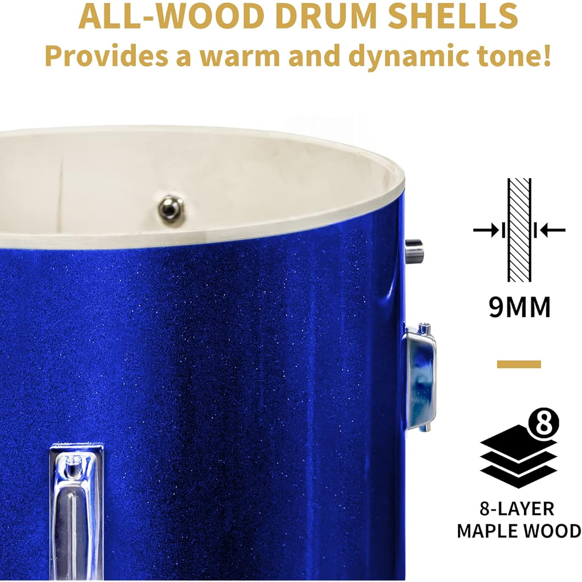 Children's Drum Set 3 Piece Beginner Drum Set (Blue)