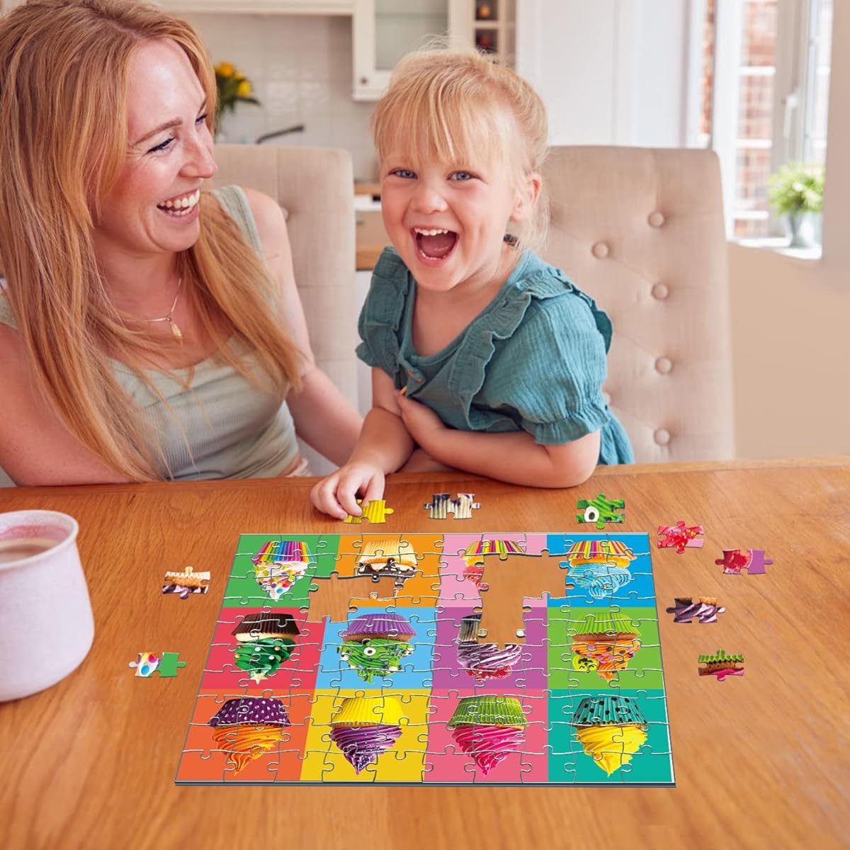 fishwisdom 100 Piece Donuts Jigsaw Puzzle for Kids Teens Ages 4-8 Gift Family Time (Cupcake)