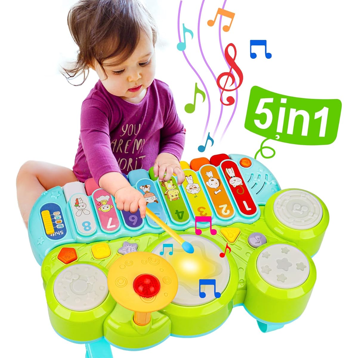 Baby Musical Toys 3 in 1 Piano Keyboard Xylophone Drum Set for 1 Year Old Girls Boys Toys Age 2 Years Old Musical Instruments Learning Toys for Toddlers 1-3 Easter Gifts Toddler Baby Toys 6 9 12 18 24 Months
