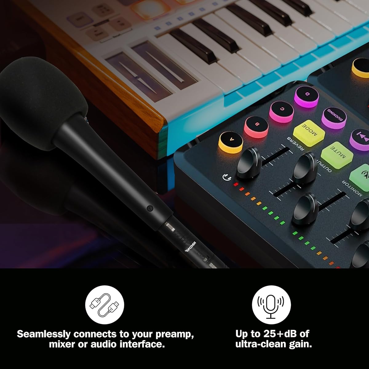 OFCOSH Mic Preamp Audio Booster Professional Mic Booster Activator Preamp Compatible with Dynamic and Passive Ribbon Microphones