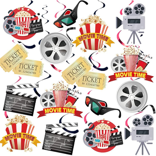 30 Pieces Movie Night Party Decorations Swirl Hanging - Hollywood Movie Theme Party Decorations Movie Party Hanging Supplies