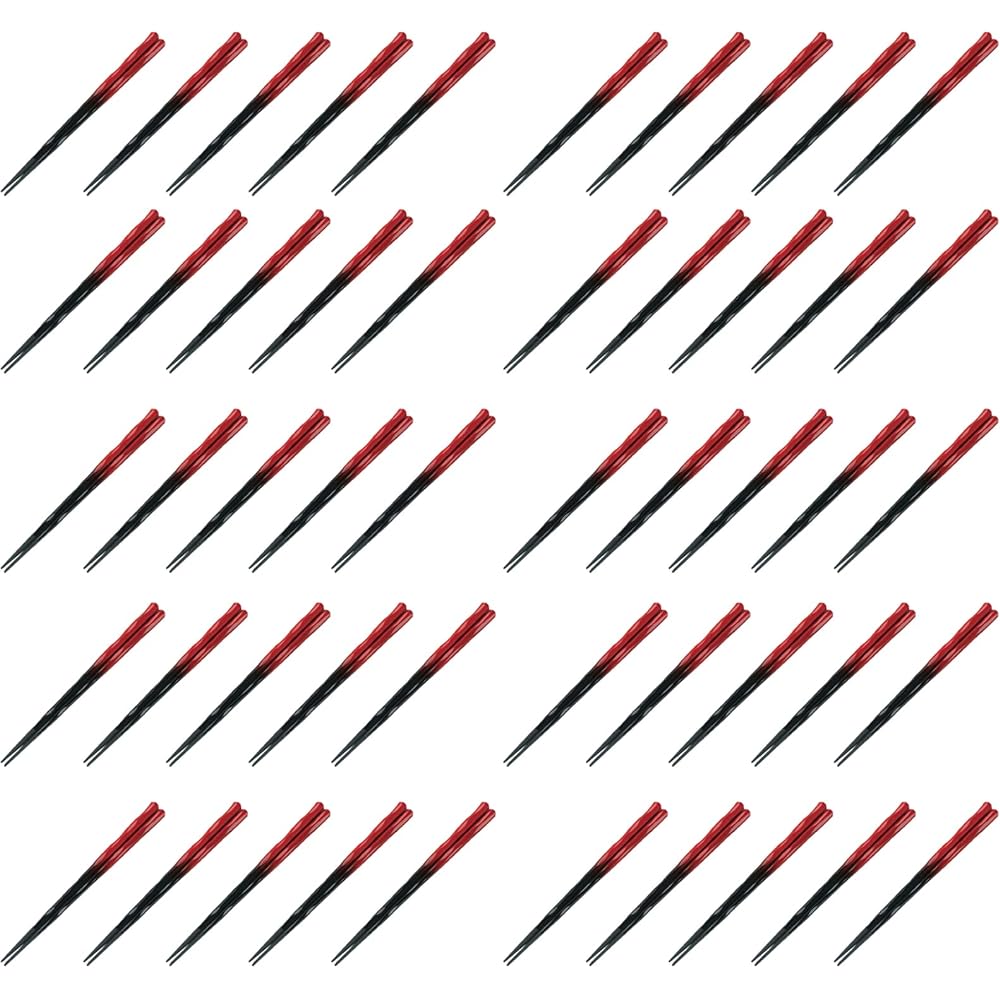 [Commercial Use Set] Fukui Craft Chopsticks PBT Resin Coated Chopsticks Made in Japan Dishwasher Safe Hexagonal Itto Carved Chopsticks Red Black Blurred Coating 22.5cm Made in Japan (10 servings)