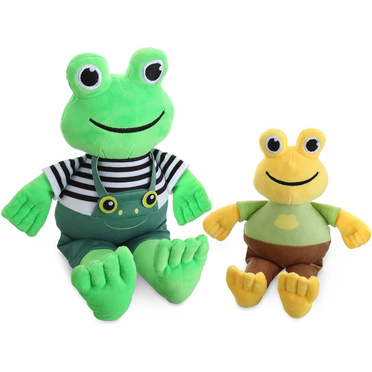 Leitee Frog Plush Toys, Set of 2, 11.8" 9" Frog Stuffed Animals Soft Cute Green Yellow Frog Plush Toys for Home Sofa Decor Birthday Gift Party Favors