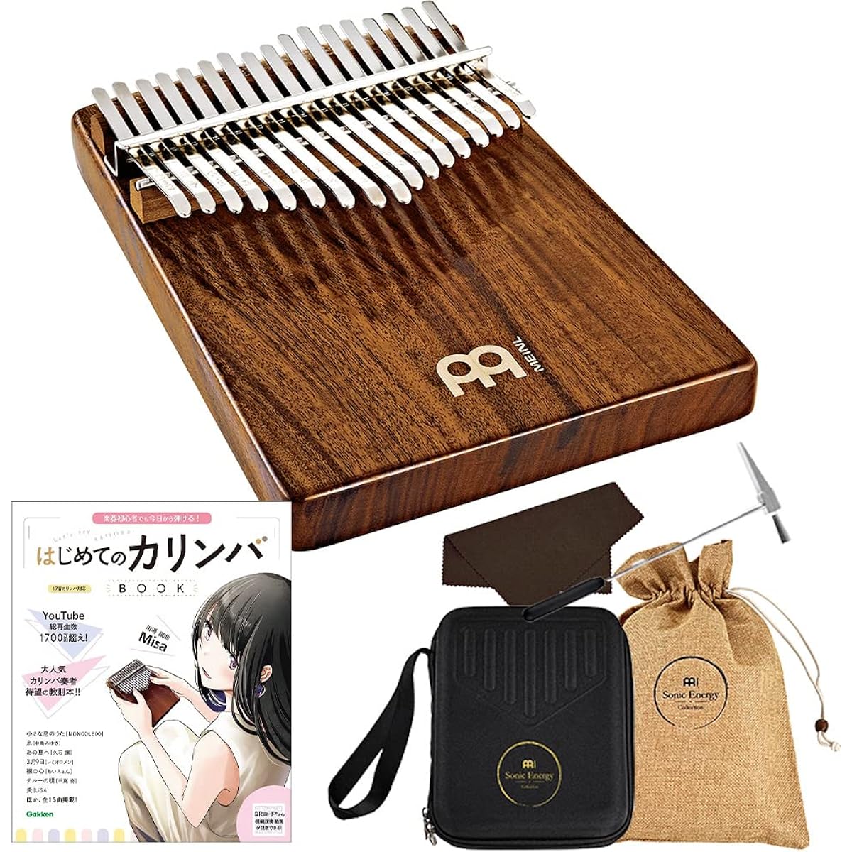 MEINL KL1703S Kalimba with sheet music and instruction book set, solid acacia, gloss finish, Meinl