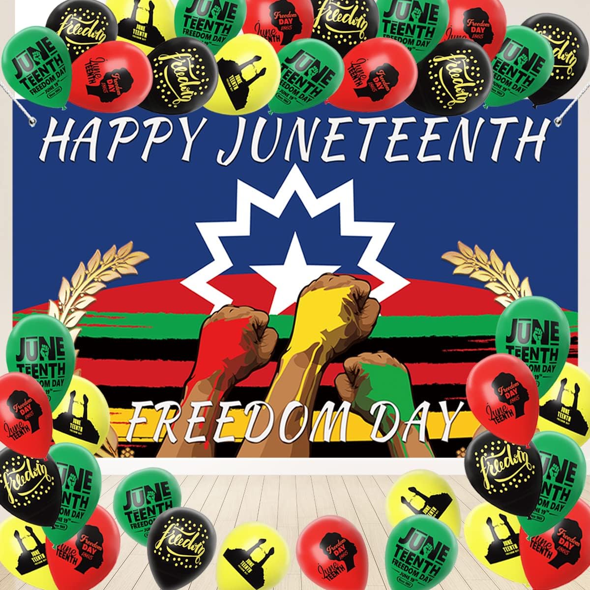 June decoration June banner June flag with balloon