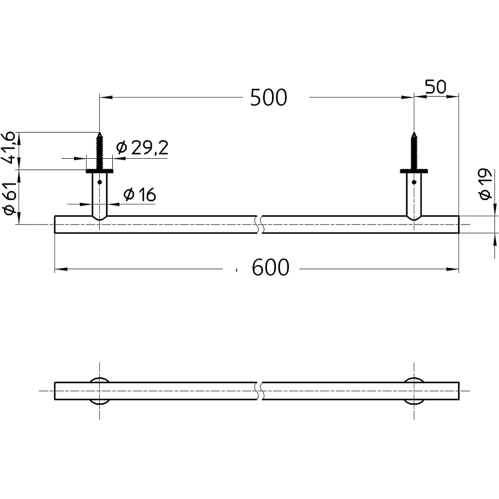 SANEI Towel Rack Length 450mm Silver Stainless Steel Polished Finish Washroom Toilet with Screws W5718-450-C