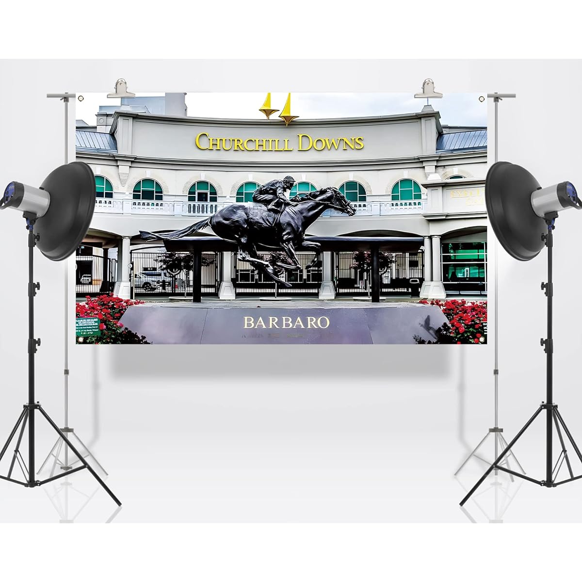 Nepnuser Kentucky Derby Photo Booth Backdrop Churchill Downs Jockey Horse Racing Party Decorations for Indoor Outdoor Wall Decor - 5.9 x 11.8 ft