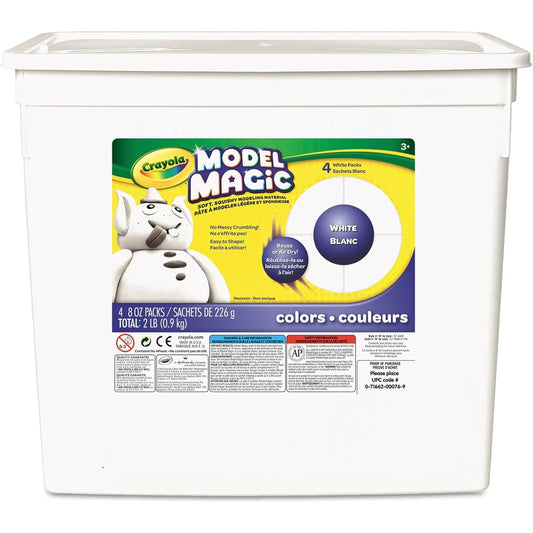 (Case of 2 Boxes, White) - Crayola 57-4400 Model Magic Modelling Compound, 0.9kg. Bucket, White, Four 240ml Pouches, Case of 2 Boxes