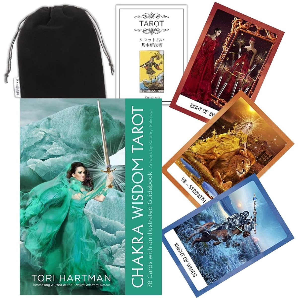 Kancharo Tarot Cards 78 Pieces Tarot Fortune Telling [The Chakra Wisdom Tarot] Japanese Tarot Cards Basic Instructions & Pouch Included (Genuine Product)