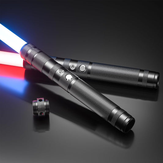 15 in 1 Light Up Saber Swords for Kids LED Dual Laser Sword Set with FX Sound (Motion Sensitive) Realistic Silver Handle for Fighters and Warriors
