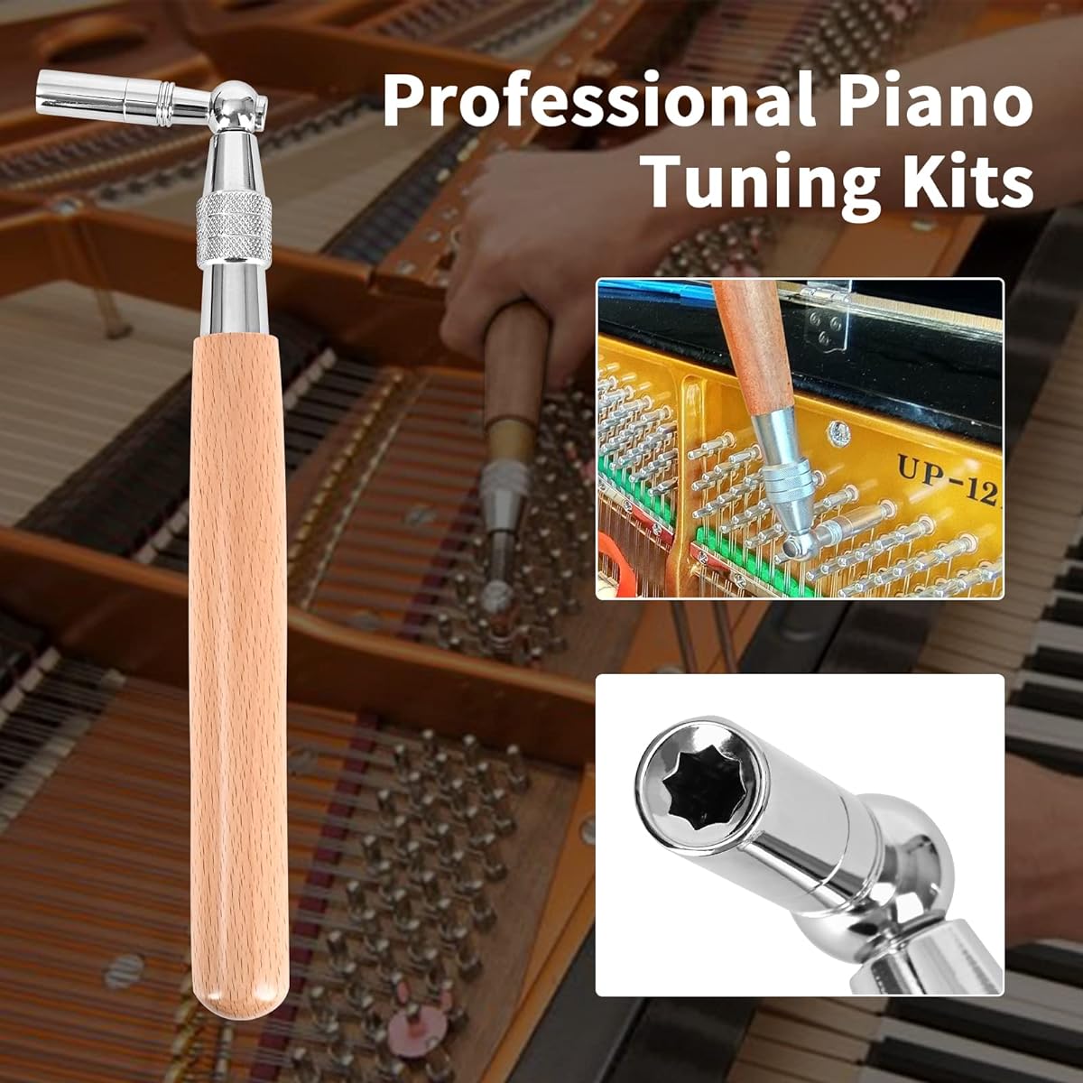 Tipatyard Piano Tuning Kit, 36 Piece Piano Tuner Kit with Piano Tuning Wrench, Professional Piano Tuning Tool Set
