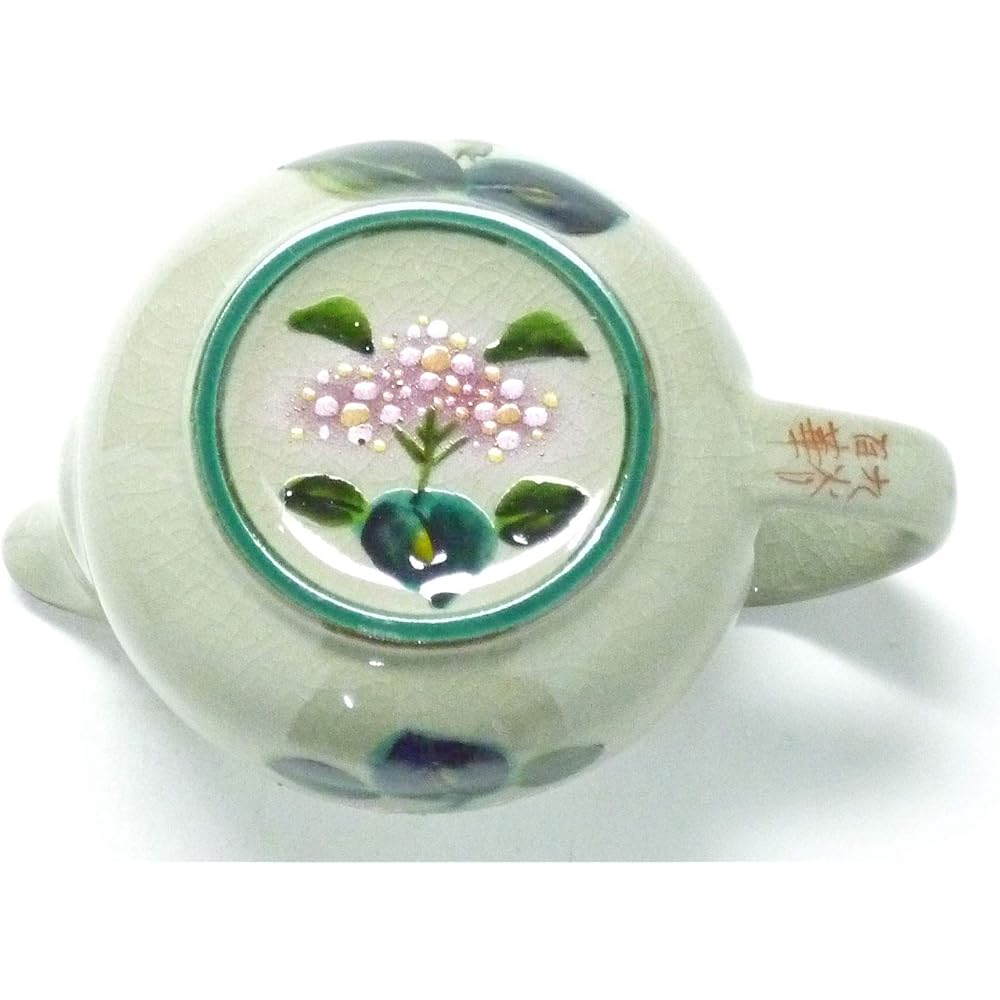 Kutani ware [teapot/teapot] Large calyx hydrangea blue & blue [back picture]