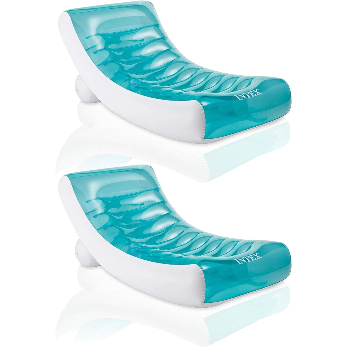 Intex Inflatable Rocking Lounge Pool Floating Raft Chair with Cup Holder (2 Pack)
