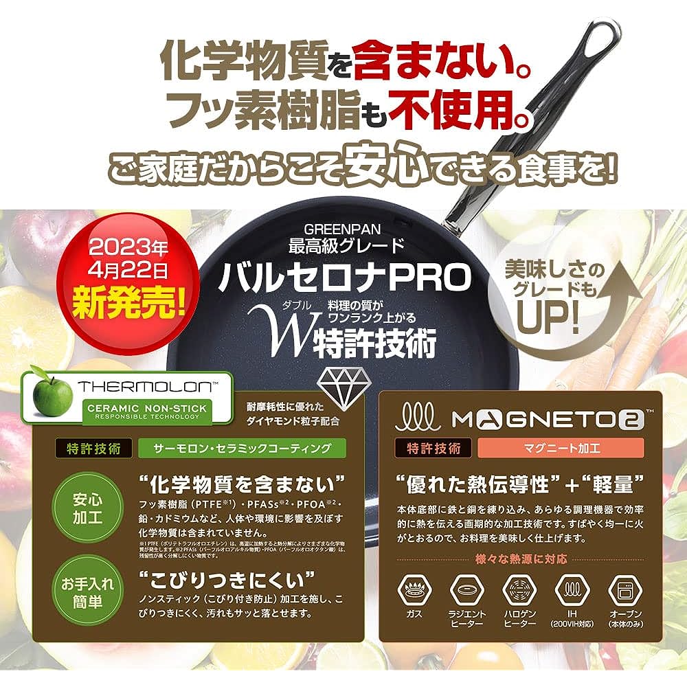 Latest 2023 Green Pan Highest Grade Barcelona PRO Series Genuine Product Dishwasher Safe IH Gas (Frying Pan 24cm)