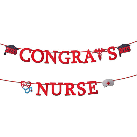 2023 Nurse Graduation Banner, Congratulations Nurse Banner, Medical School Graduation Party, Red Decorations, Party Supplies, Nurse Appreciation Week Party Decorations, School, Home, Office Party Decor