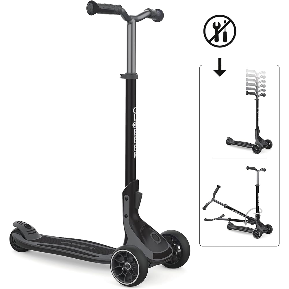 GLOBBER Kickboard Flash Foot Brake Outdoor Play Children Vehicle Kick Scooter Ultimate Black WLGB612120