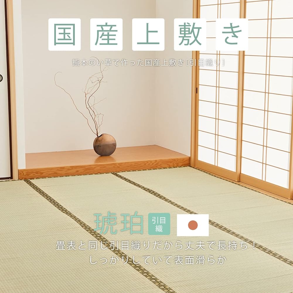 Hagiwara Igusa Domestic Overlay Carpet Green Edoma 10 tatami Hikimeori "Amber" 158002790