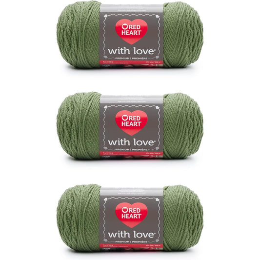 Red Heart and Love Lettuce Yarn - 3 Pack 198g/7oz - Acrylic - 4 Medium (Worst) - 370 Yards - Knitting/Crochet, Light Gray