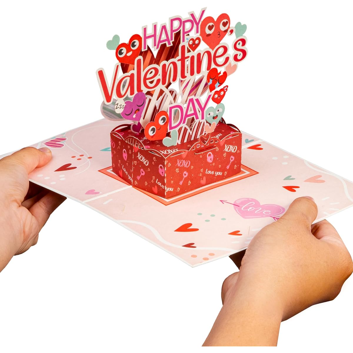 Paper Love Frndly Happy Valentine's Day Pop Up Cards, 3D Pop Up Cards, 100% Recycled and Eco Friendly, 5" x 7" Cover, Envelope and Note Card Included