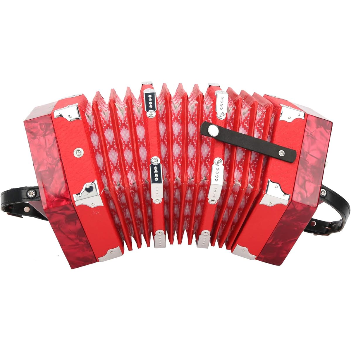 Easy to carry, adjustable buttons, easy to play, concertina instrument, light and durable, new (red)