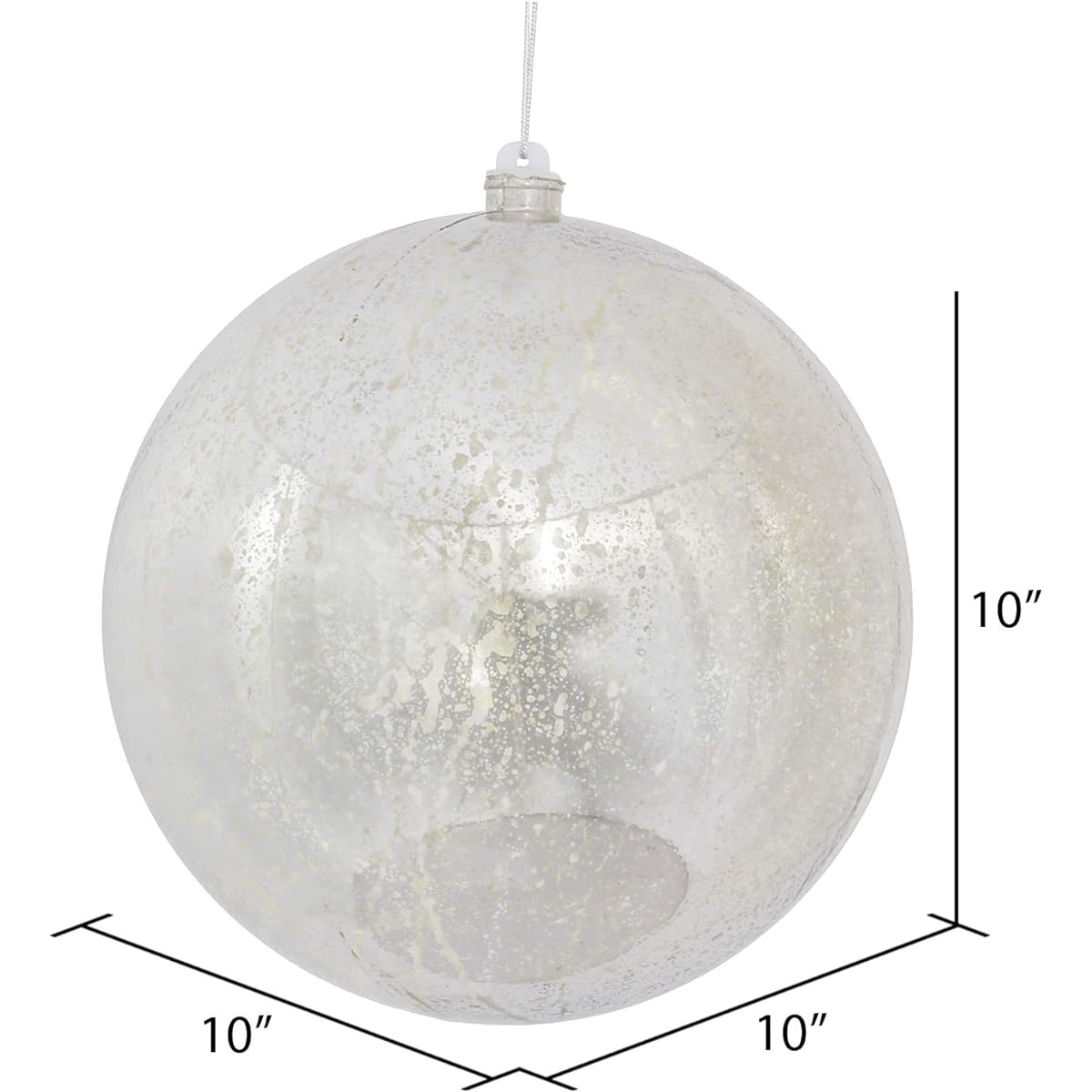Vickerman 10" Silver Shiny Mercury Ball Ornament - Adds Texture and Elegance to Your Holiday Decorations - Dependable Hanging - Exceptional Collection Addition - Perfect for Your Christmas Tree