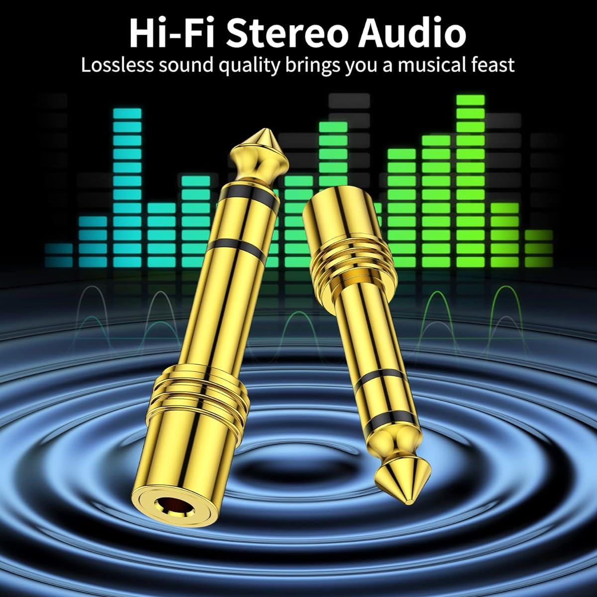 6.35mm 1/4 Male to 3.5mm 1/8 Female Stereo Headphone Adapter TRS Audio Jack Plug Gold Plated for Amplifier Guitar Keyboard Piano Laptop Home Theater Phone 3 Pack