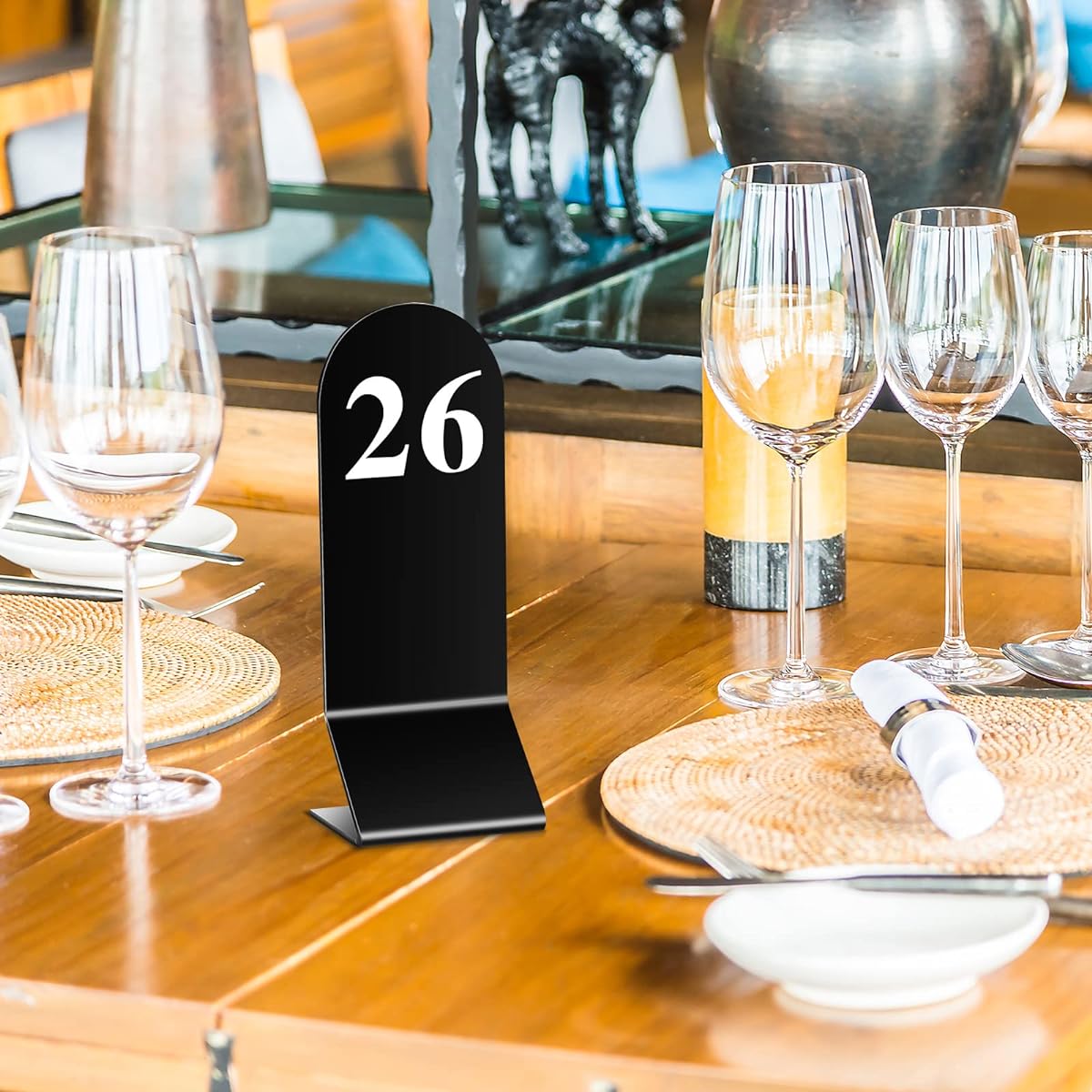 Remerry 50pcs Table Number 1-50 Acrylic Double Sided Number Card Tent Black Holder for Wedding Restaurant Banquet 2.36 x 6.3 inch White