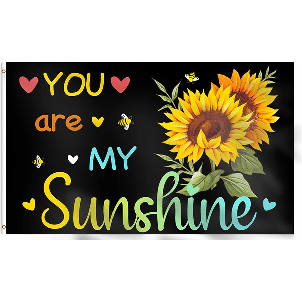 FLCHWY You are My Sunshine Sunflower Cute Bee Spring Flag Banner 3x5ft Spring Summer Decoration Banner Flag Holiday Party Supplies Hanging Canvas Header Polyester Outdoor Decor with Brass Grommets