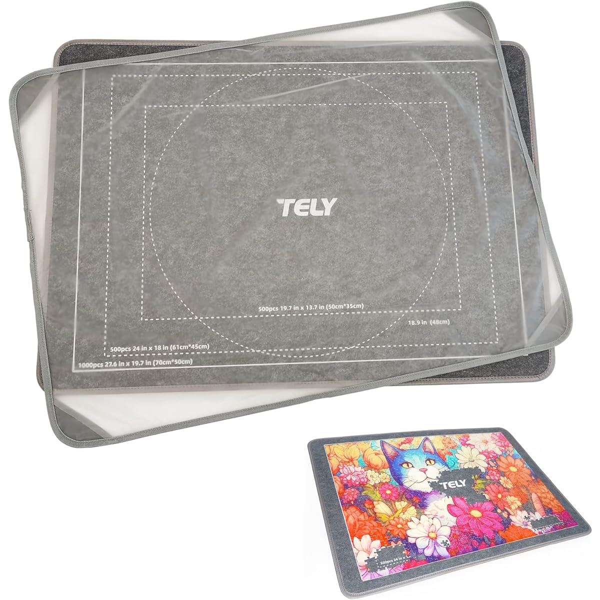 TELY Puzzle Board with Cover 1000 Piece Puzzle Mat Saver Portable Lightweight Storage