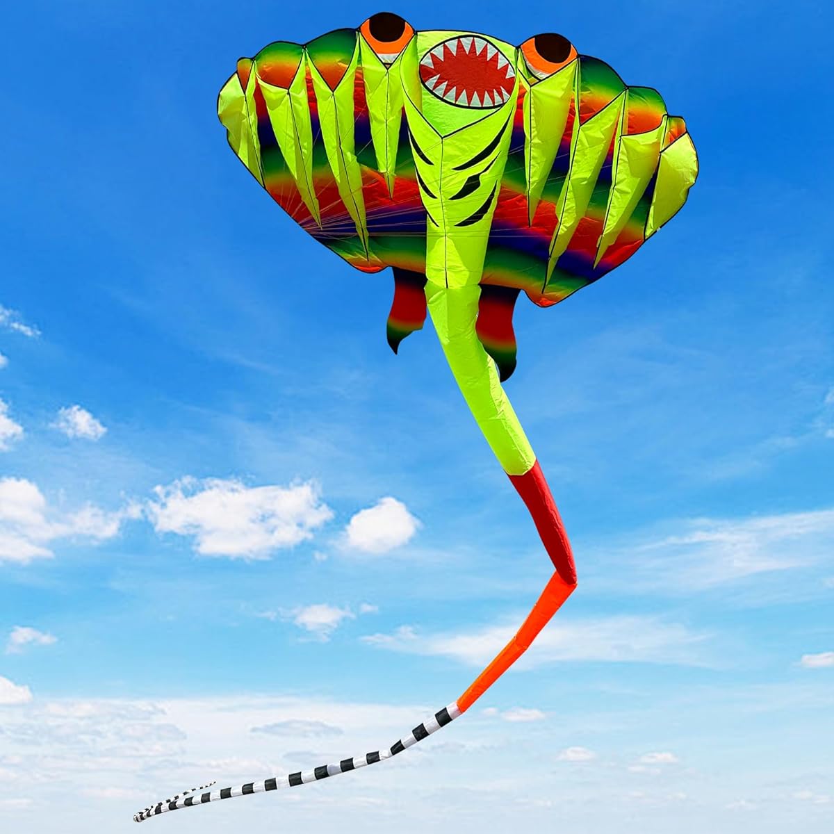 SQLWYLAT 40ft Stingray Kite for Adults and Kids Large & Beach Kite with Reel Giant Kite for Boys Girls Family Games and Activities Outdoor Fun (Green)