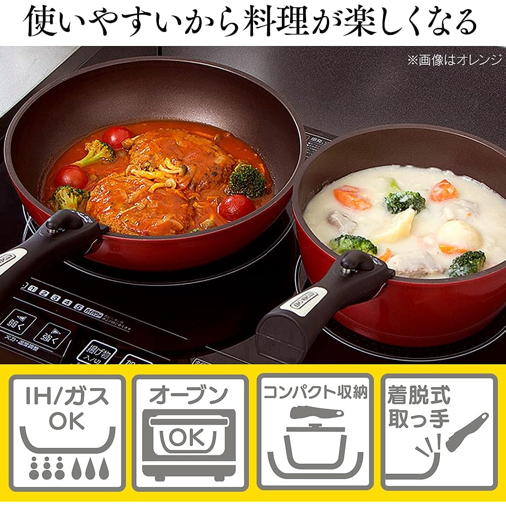 Iris Ohyama Frying Pan Set, Compatible with IH & Gas Fires, 6-Piece Single Living Set, Diamond Coat, Diamond Coat Pan, Silver, Removable Handle, Lightweight, Non-stick, Easy to Clean H-IS-SE6
