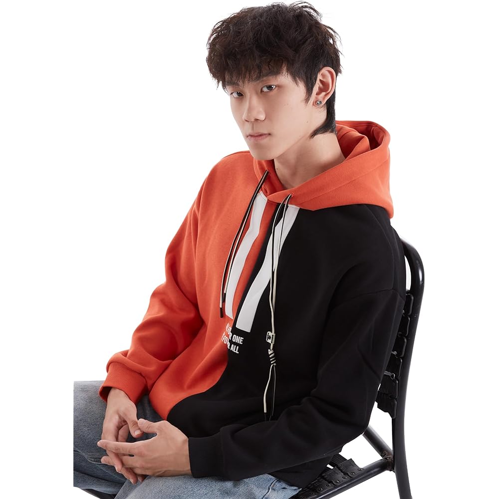 [§DAY CLOTH∞Daycloth] 2024 Parka Men's Fleece Lined Thick Winter Clothes Extra Large Size Long Sleeve Pullover Bicolor Sweatshirt Popular Hooded [-5℃~15℃ Available] Cold Weather Clothing Korean Fashion Unisex Couple