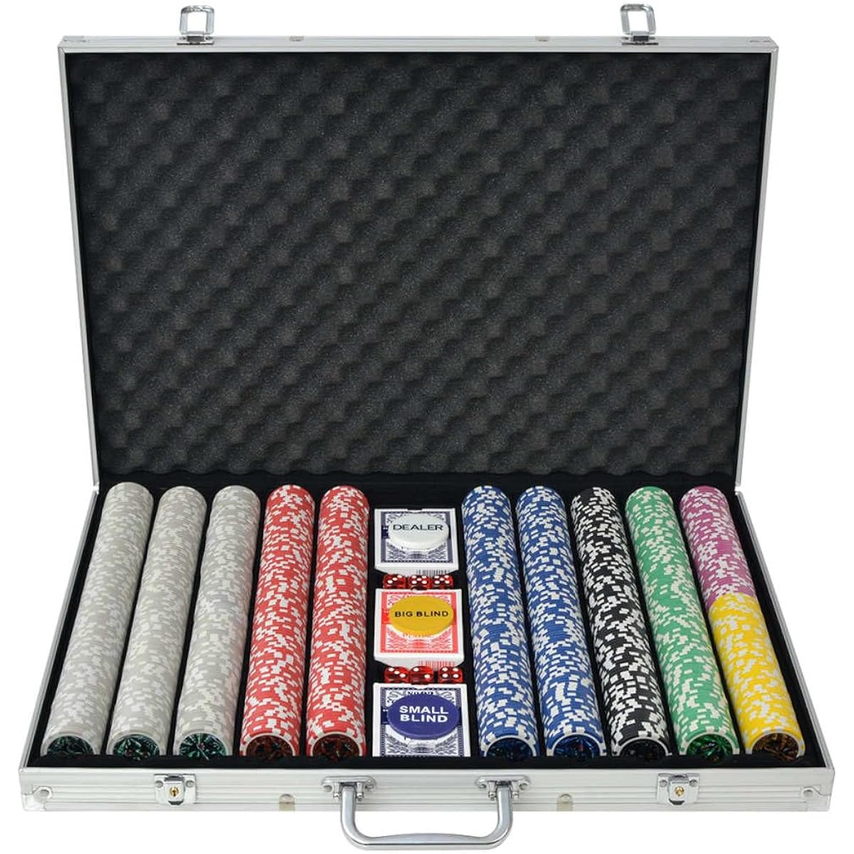 vidaXL Poker Set, 1000 Laser Chips, Aluminum