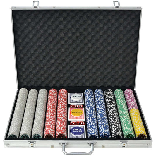 vidaXL Poker Set, 1000 Laser Chips, Aluminum