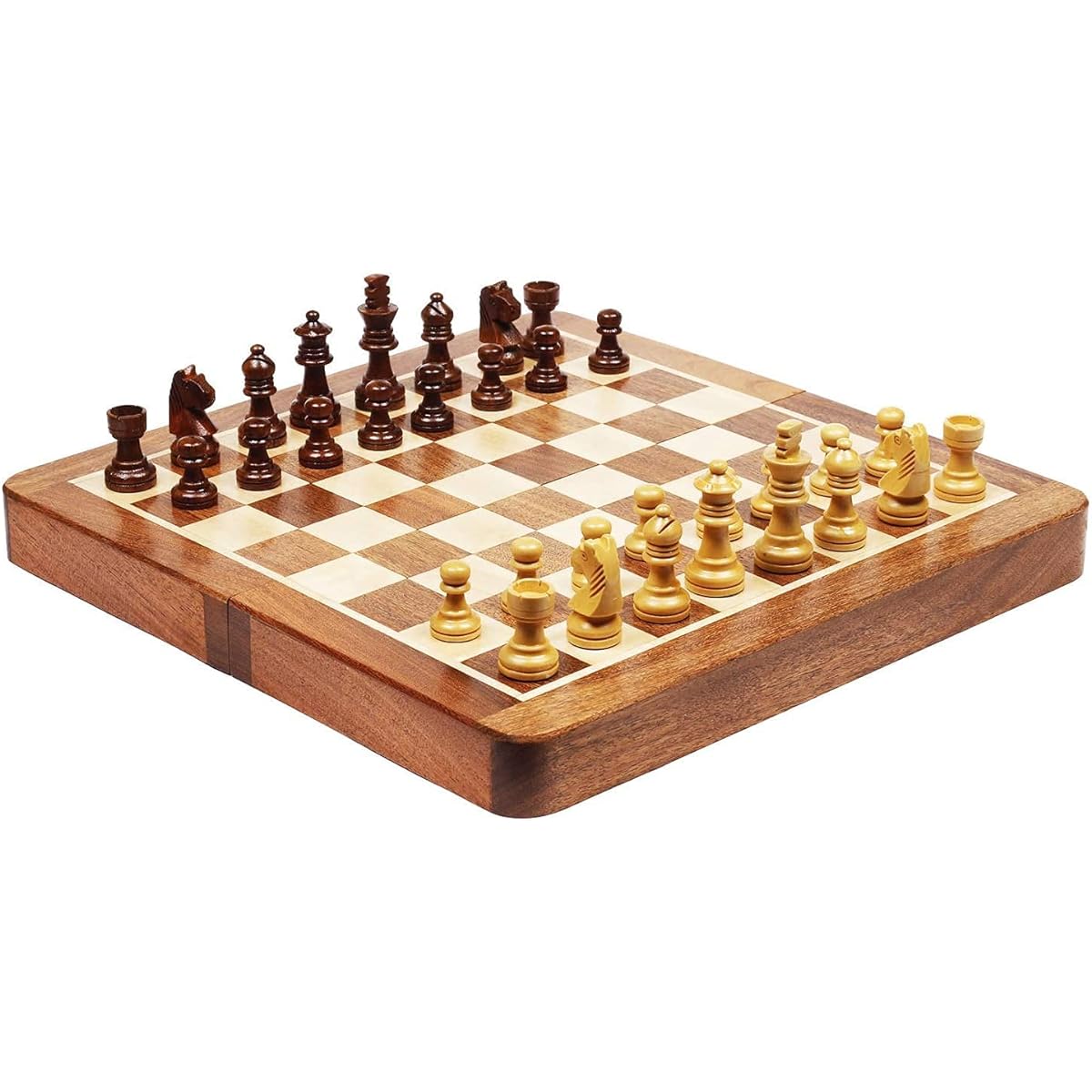 Wooden Chess Set, Magnetic Foldable Chess Board Game Set, Portable Foldable Travel Tabletop Game, Travel Chess Set Board Game for Adults Teens