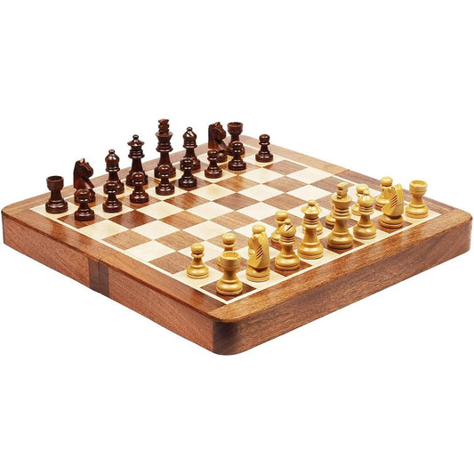 Wooden Chess Set, Magnetic Foldable Chess Board Game Set, Portable Foldable Travel Tabletop Game, Travel Chess Set Board Game for Adults Teens
