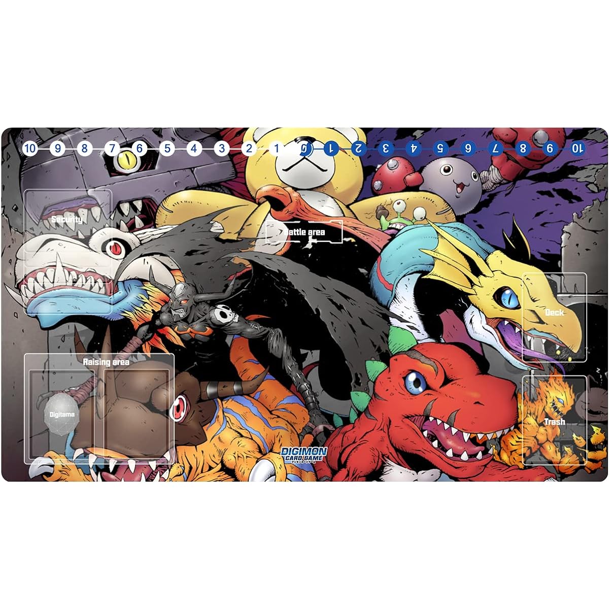 Mlikemat Digimon Anime Duel Playmat Trading Card Game Mat DTCG Playmat with Card Zone + Free Bag
