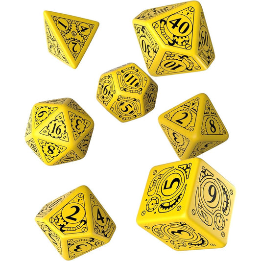 Steampunk Dice Yellow & black 7 Set