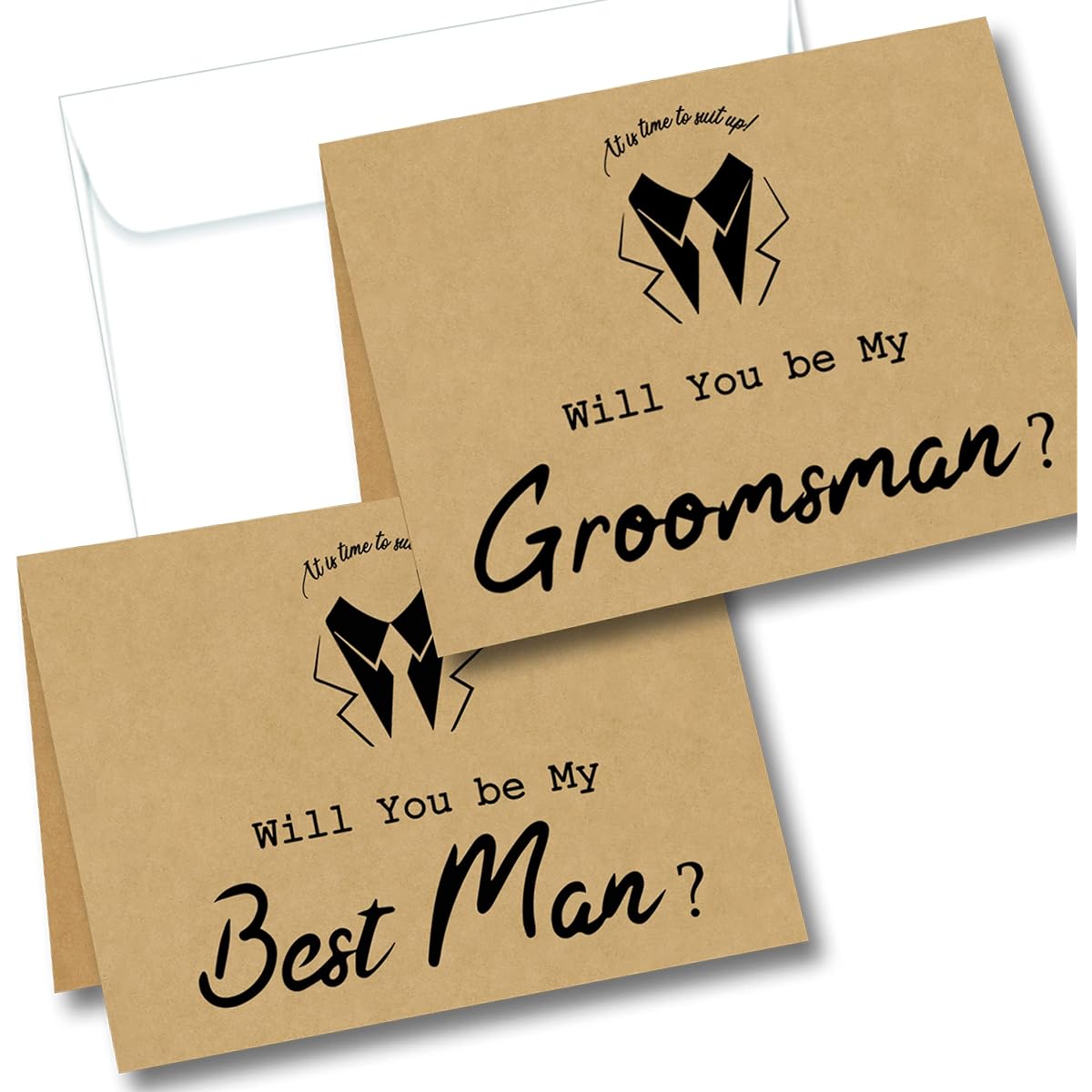 Groomsmen Proposal Cards | 8 Will You Be My Groomsman and 2 Best Man Cards (Brown-Squigle)