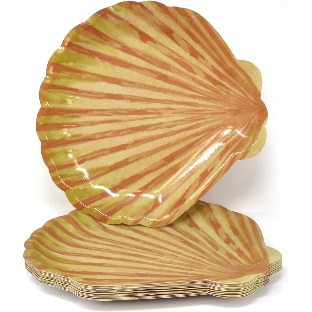 Seashell Paper Plates, 50 Pieces, 8 Inches, Seashell Wave Shape, Disposable Dinner Plate, Tableware, Beige, Seashell Design, Beach, Pool, BBQ, Picnic, Summer, Spring, Tableware, Party Goods, Decoration